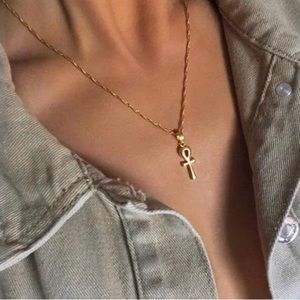 Ankh necklace , mini ankh, 18k gold plated